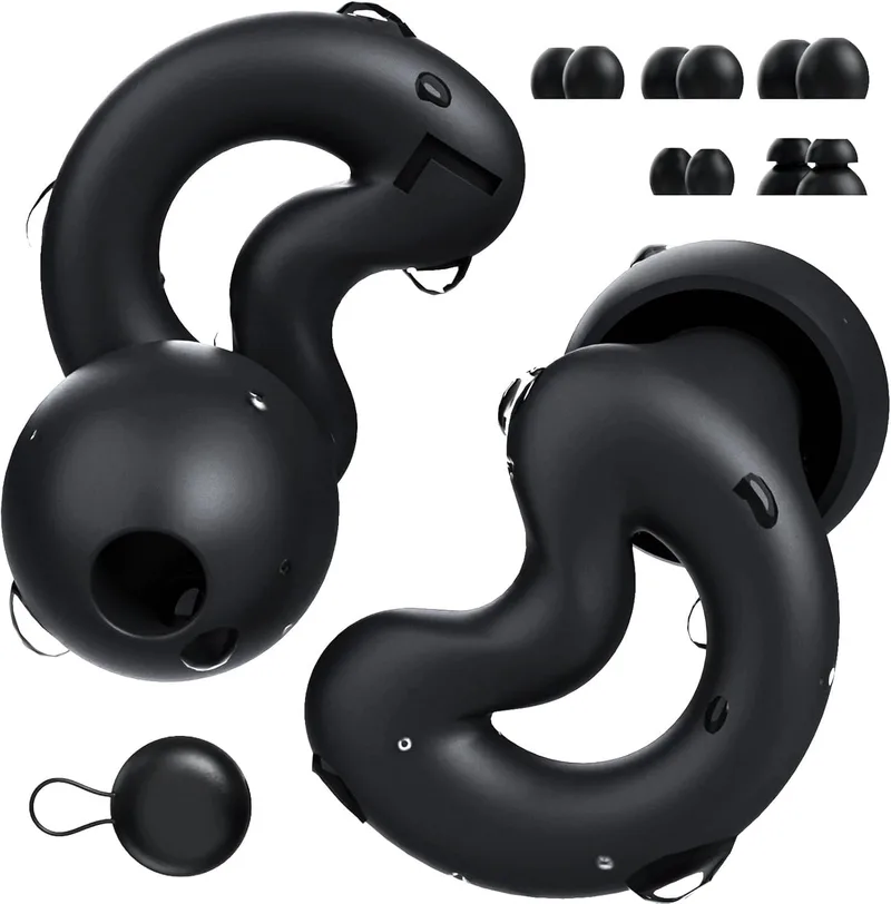 Relaxcharm ▫️ Tampões de ouvido para dormir com cancelamento de ruído NRR49dB - Tampões de silicone ultra-suaves e reutilizáveis para bloquear o ressonar, dormir de lado Preto