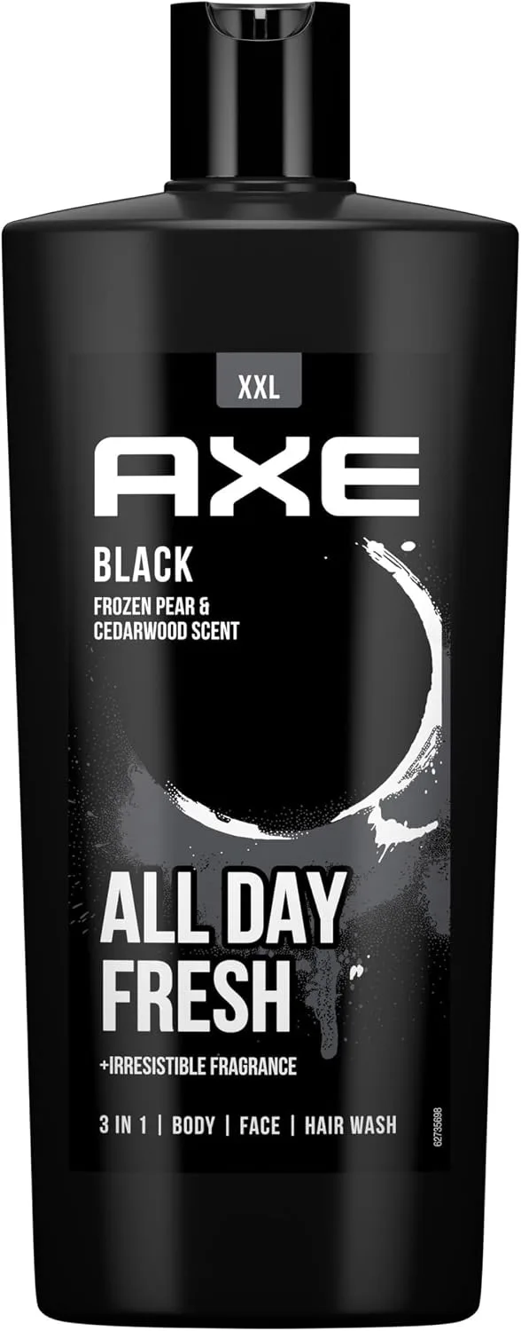 AXE ▫️ Gel de banho e champô 3 em 1 Black XL para uma frescura duradoura e uma fragrância testada dermatologicamente, 700 ml, 1 unidade