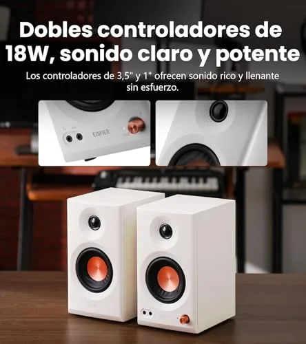 Edifier ▫️ MR3: Colunas de estúdio ativas 2.0 com Bluetooth e Hi-Res, Brancas 3