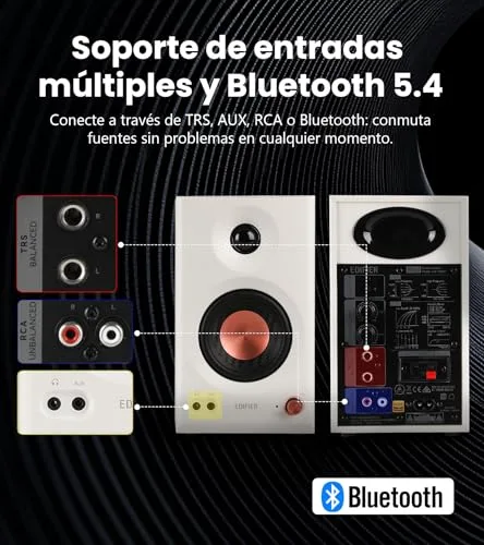 Edifier ▫️ MR3: Colunas de estúdio ativas 2.0 com Bluetooth e Hi-Res, Brancas 4