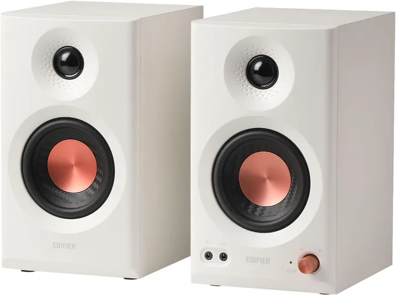 Edifier ▫️ MR3: Colunas de estúdio ativas 2.0 com Bluetooth e Hi-Res, Brancas