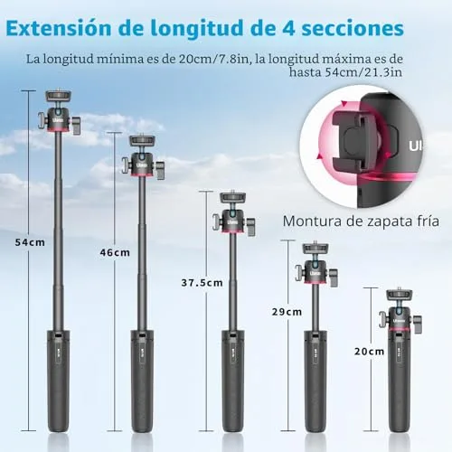 ULANZI ▫️ MT-73 Mini-tripé para câmara 54 cm/21,6 pol. - Pequeno, com parafuso de 1/4'' - Compatível com câmaras compactas - Ideal para viagens e para levar no bolso 2