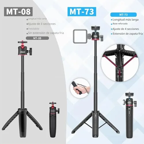 ULANZI ▫️ MT-73 Mini-tripé para câmara 54 cm/21,6 pol. - Pequeno, com parafuso de 1/4'' - Compatível com câmaras compactas - Ideal para viagens e para levar no bolso 3