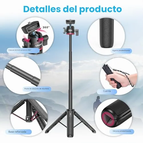 ULANZI ▫️ MT-73 Mini-tripé para câmara 54 cm/21,6 pol. - Pequeno, com parafuso de 1/4'' - Compatível com câmaras compactas - Ideal para viagens e para levar no bolso 5