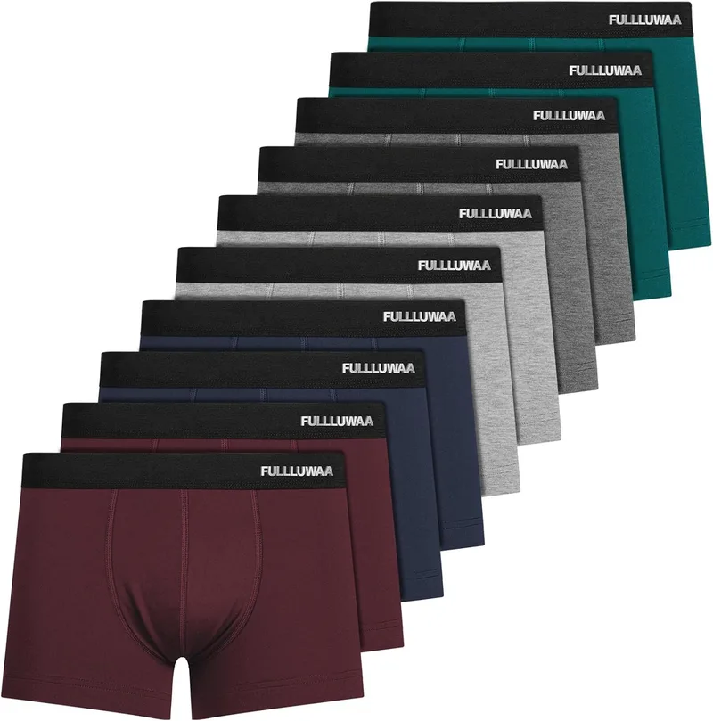Fullluwaa ▫️ Cuecas Boxer para homem,Pack Boxer para homem(Pack de 10),Cuecas Boxer de algodão,Confortáveis e justas
