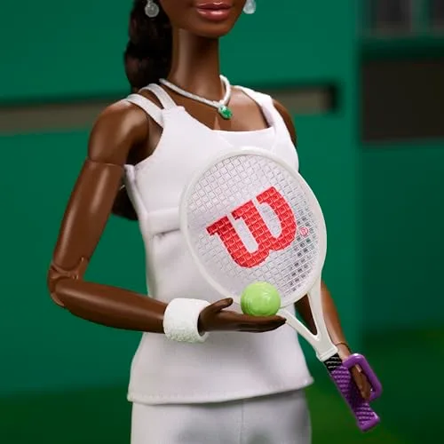 Barbie ▫️ Coleção Inspiring Women Venus Williams Boneca de Moda com equipamento de ténis e raquete, inclui embalagem para exposição, HRM49 4