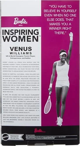 Barbie ▫️ Coleção Inspiring Women Venus Williams Boneca de Moda com equipamento de ténis e raquete, inclui embalagem para exposição, HRM49 6