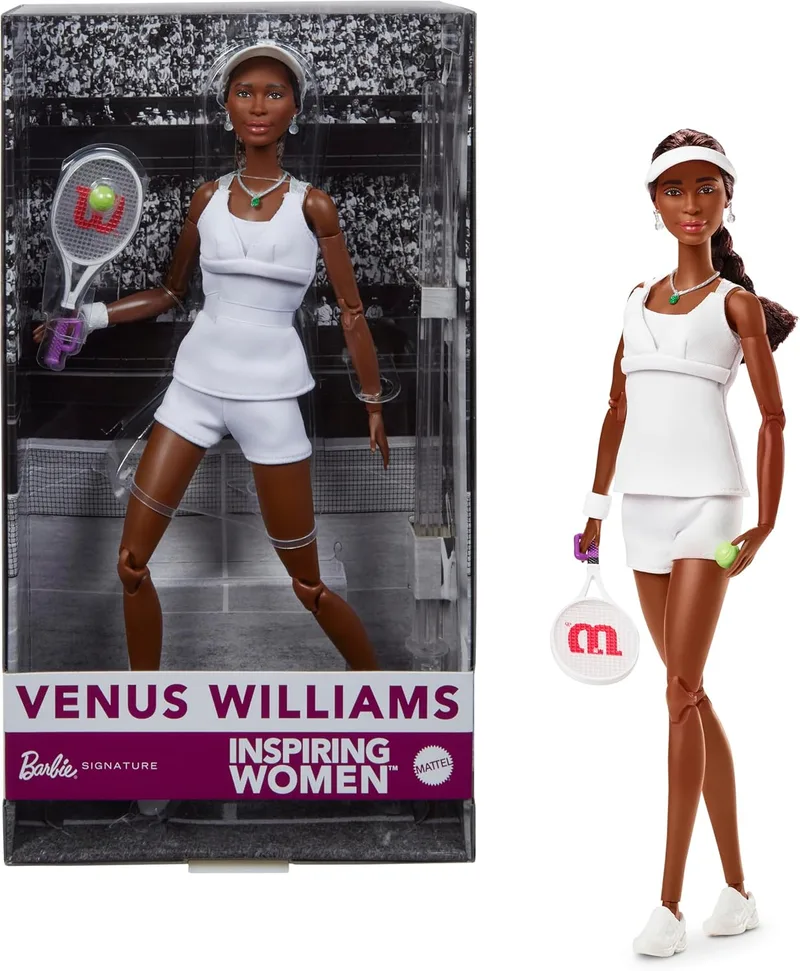 Barbie ▫️ Coleção Inspiring Women Venus Williams Boneca de Moda com equipamento de ténis e raquete, inclui embalagem para exposição, HRM49
