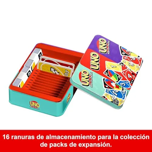 Mattel Games ▫️ UNO - Jogo de cartas com 2 pacotes extra e caixa metálica 5