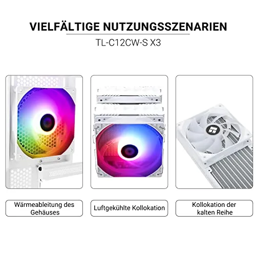 Thermalright ▫️ Ventilador de CPU TL-C12CW-S X5 de 120 mm ARGB, ventilador silencioso de refrigeração para caixa com PWM e rolamentos S-FDB, velocidade de rotação até 1550 rpm, ventilador para PC, embalagem de 6