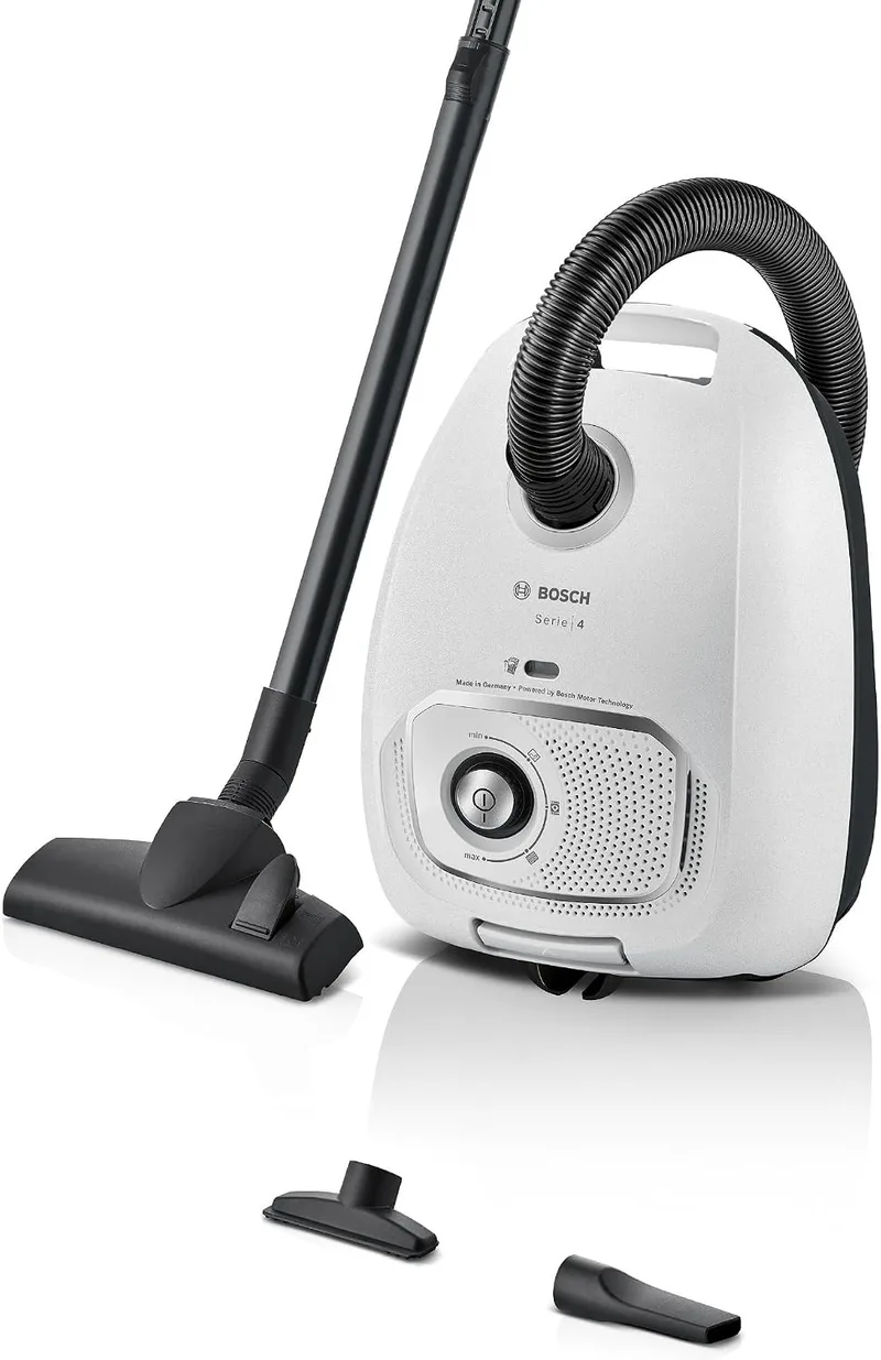 Bosch ▫️ Aspirador com saco, Série 4, saco de pó de grande capacidade, bocal para fendas e estofos, branco, BGB41WH1