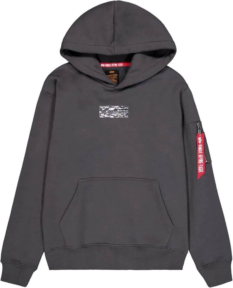 ALPHA INDUSTRIES ▫️ Metal Plate Hoody – Camisola com capuz para homem