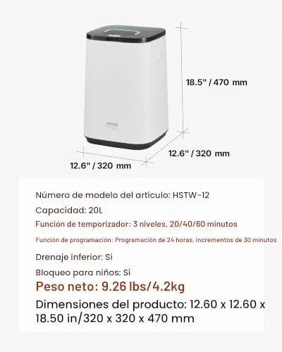 VEVOR ▫️ Aquecedor de toalhas de 20 L com ecrã LED e luz indicadora em forma de U. Aquecedor de toalhas inteligente com temporizador ajustável para casa de banho, cobertor, pijama, desligamento automático, branco 7