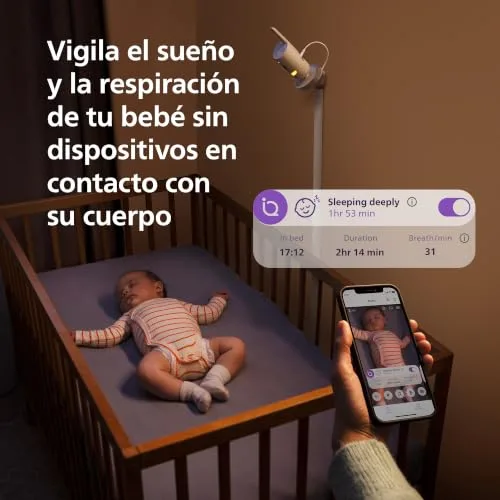 AVENT ▫️ Philips Monitor de Bebés Conectado Premium, o monitor mais avançado até à data, monitorização do sono e da respiração através de IA, interpretação do choro, SCD973/26 3