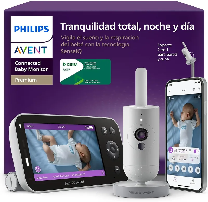 AVENT ▫️ Philips Monitor de Bebés Conectado Premium, o monitor mais avançado até à data, monitorização do sono e da respiração através de IA, interpretação do choro, SCD973/26