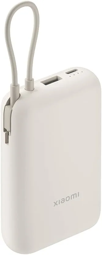 XIAOMI ▫️ Power Bank de 10 000 mAh, carregamento rápido bidirecional de 22,5 W, 3 portas de saída, cabo integrado, compatível com smartphones, tablets, Nintendo Switch, auscultadores e pulseiras inteligentes, azul