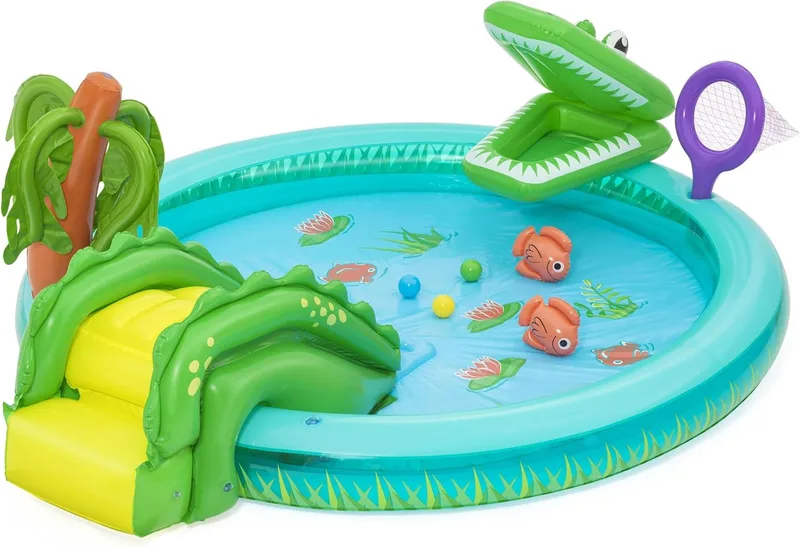 Bestway ▫️ Crocodile Cove 7'4" x 71" x 28.5"/2.24 m x 1.81 m x 72 cm Centro de jogos