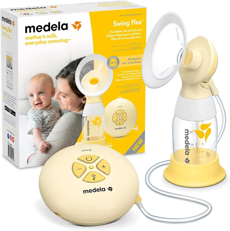 Medela ▫️ Bomba tira leite eléctrica simples Swing Flex - Design compacto, com funis PersonalFit Flex e tecnologia de bombagem de 2 fases