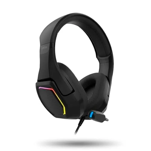 KROM ▫️ KOPA 7.1 – Auscultadores para jogos com ligação USB, som virtual 7.1, iluminação RGB arco-íris, drivers de 50 mm, microfone omnidirecional, controlo de volume e silêncio, arnês leve e ajustável – Preto 4