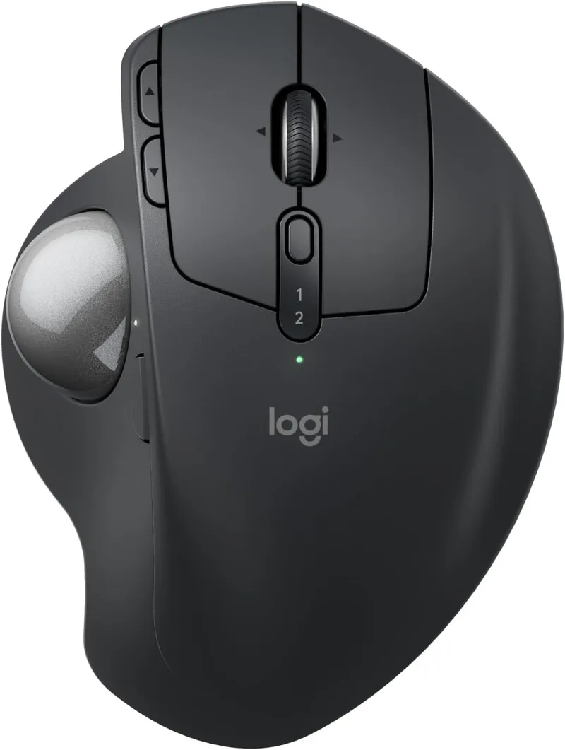 Logitech ▫️ MX Ergo S Advanced Wireless Trackball Mouse, USB-C Rechargeable Wireless Ergonomic Mouse with Bluetooth and Encrypted USB Key, 6 Programmable Buttons, for PC/Mac - Graphite