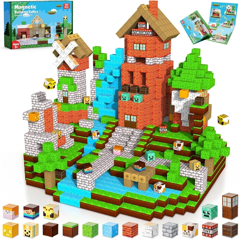 ToyUnited ▫️ 150 blocos de construção magnéticos, cubos magnéticos empilháveis, brinquedos sensoriais STEM e Montessori para crianças dos 3 aos 12 anos