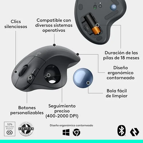 Logitech ▫️ Rato sem fios com trackball Ergo M575S 6