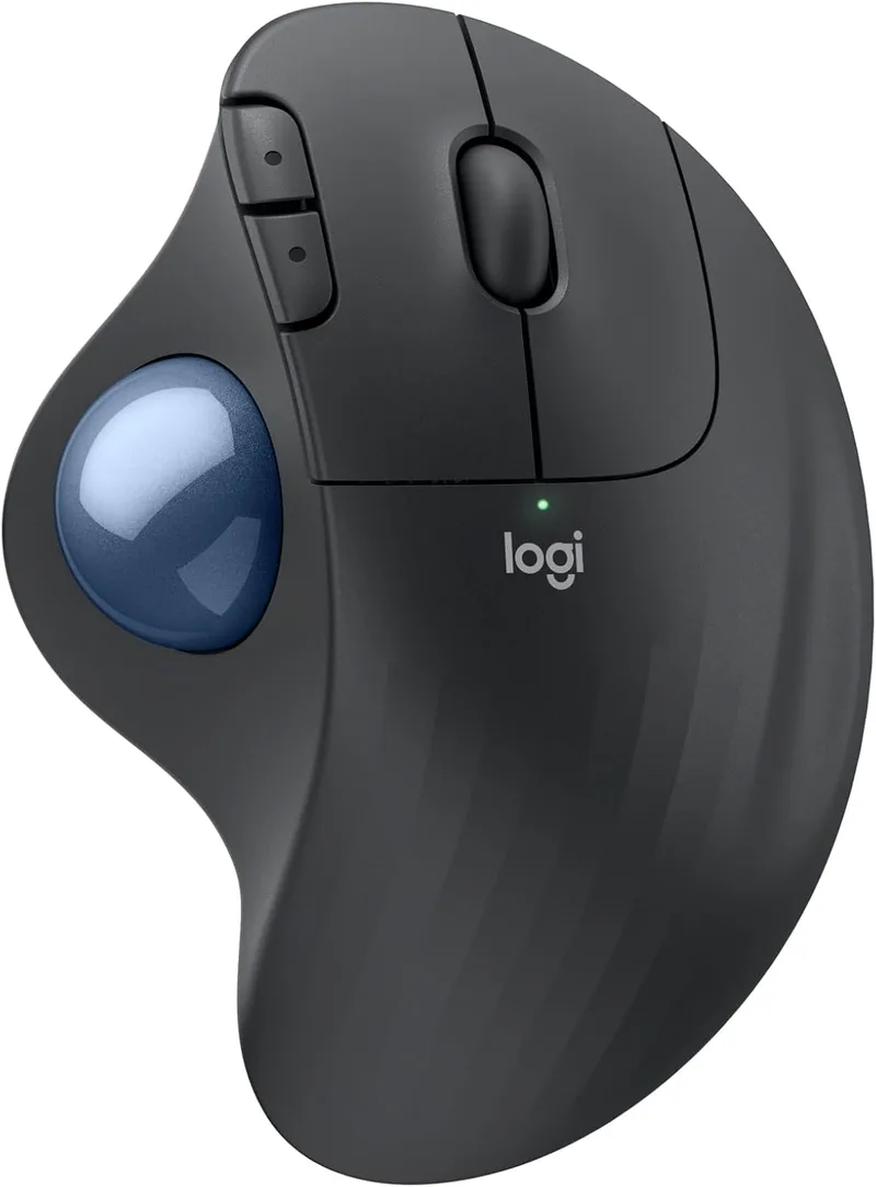 Logitech ▫️ Ergo M575S Wireless Trackball Mouse, rato ergonómico sem fios com Bluetooth e chave USB encriptada, controlo confortável do polegar, rastreio suave e preciso, para PC/Mac - Grafite