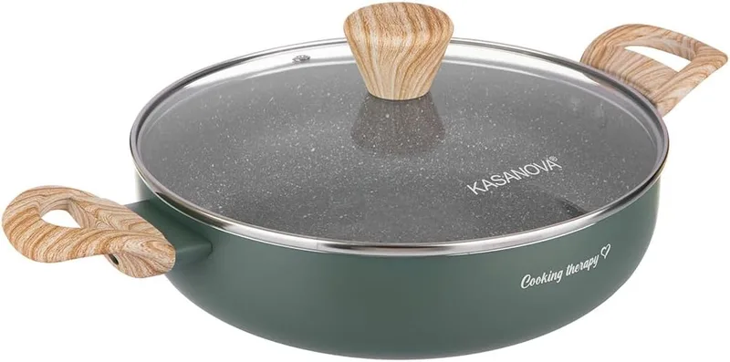 KASANOVA ▫️ Frigideira de 24 cm com a inscrição «Cooking Therapy» e tampa