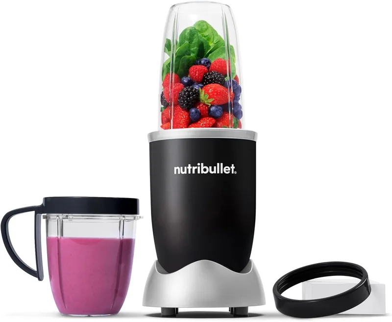 NutriBullet ▫️ Original 600, liquidificador pessoal, liquidificador e batedeira multifunções, 600 watts de potência, NB603DG, conjunto de acessórios, preto