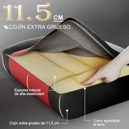 TRIUMPHKEY ▫️ Cadeira de Gaming Profissional com Massajador, Cadeira de Gaming em PU com Apoio para a Cabeça e Apoio para os Pés, Cadeira de Escritório Ergonómica com Massagem Lombar, Reclinável de 90 a 150° e Capacidade de 150 kg, Vermelha-Preta 5