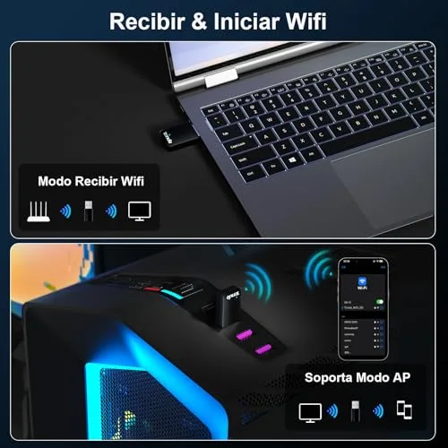 Tenda ▫️ AX900 U11 – Adaptador Wi-Fi USB para PC, Wi-Fi 6 USB de banda dupla (5 GHz e 2,4 GHz), adaptador Wi-Fi para PC compatível com Windows 11/10/7, Soft-Ap, WPA2 3