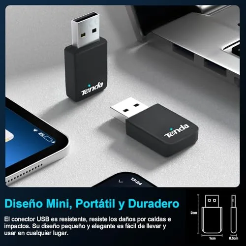 Tenda ▫️ AX900 U11 – Adaptador Wi-Fi USB para PC, Wi-Fi 6 USB de banda dupla (5 GHz e 2,4 GHz), adaptador Wi-Fi para PC compatível com Windows 11/10/7, Soft-Ap, WPA2 4