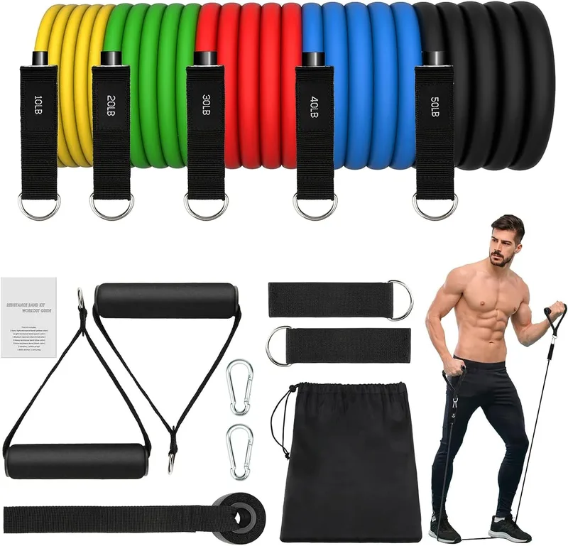 JATEKA ▫️ Bandas Elásticas para Exercícios, Bandas Elásticas de Fitness com 5 Níveis Diferentes Bandas Elásticas para Ginásio em Casa Yoga