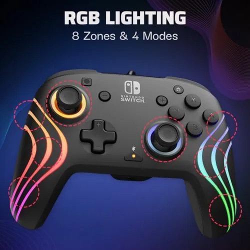 PDP ▫️ Nintendo Switch Afterglow Wave – Com fio – Preto 2