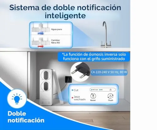 Ecoviva ▫️ Sistema de filtragem de água por osmose inversa, sistema de osmose inversa de 600 GPD para água potável, sistema de filtragem por osmose inversa de 8 etapas, relação água potável/água de escoamento de 2,5:1, RO e opções 6