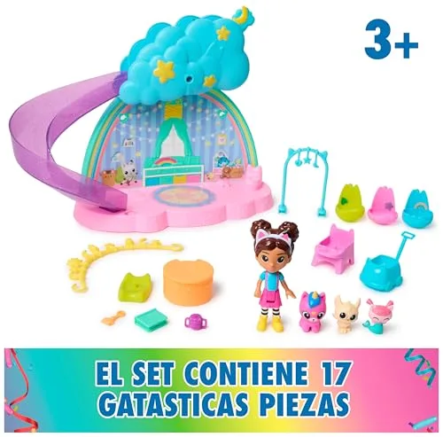 DREAMWORKS GABBY'S DOLLHOUSE ▫️ A Casa de Bonecas da Gabby - Conjunto de 17 peças «Gabby's Dollhouse Kitty Care Ear» - Cuidados com os gatinhos: 4 bonecas + mobiliário + acessórios - Brinquedos para meninas a partir dos 3 anos - Presente para meninas a partir dos 3 anos 3