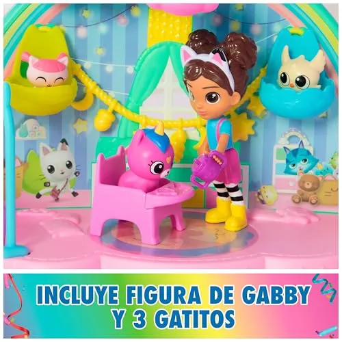 DREAMWORKS GABBY'S DOLLHOUSE ▫️ A Casa de Bonecas da Gabby - Conjunto de 17 peças «Gabby's Dollhouse Kitty Care Ear» - Cuidados com os gatinhos: 4 bonecas + mobiliário + acessórios - Brinquedos para meninas a partir dos 3 anos - Presente para meninas a partir dos 3 anos 5