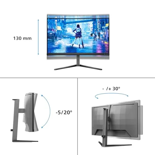 PHILIPS ▫️ Monitor de jogos Evnia 27M2C5200W, 27 polegadas, painel Fast VA a 280 Hz, 1 ms GtG, HDR10, altura ajustável, (1920x1080, HDMI 2.0 x 2) Cinza escuro 5
