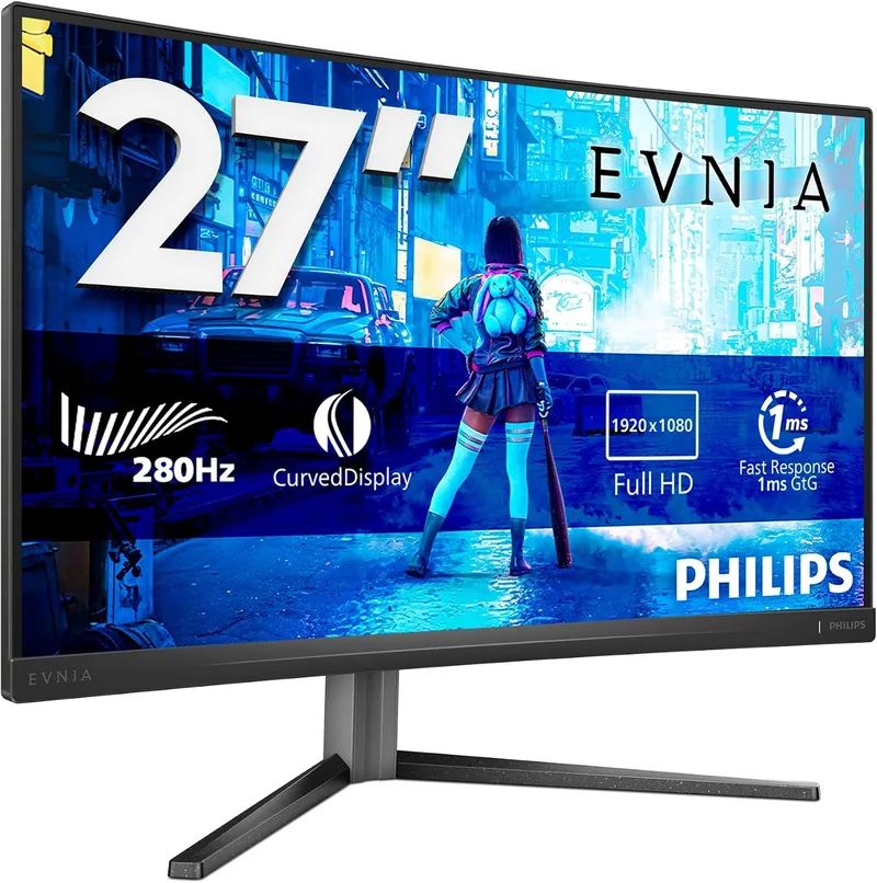 PHILIPS ▫️ Monitor de jogos Evnia 27M2C5200W, 27 polegadas, painel Fast VA a 280 Hz, 1 ms GtG, HDR10, altura ajustável, (1920x1080, HDMI 2.0 x 2) Cinza escuro
