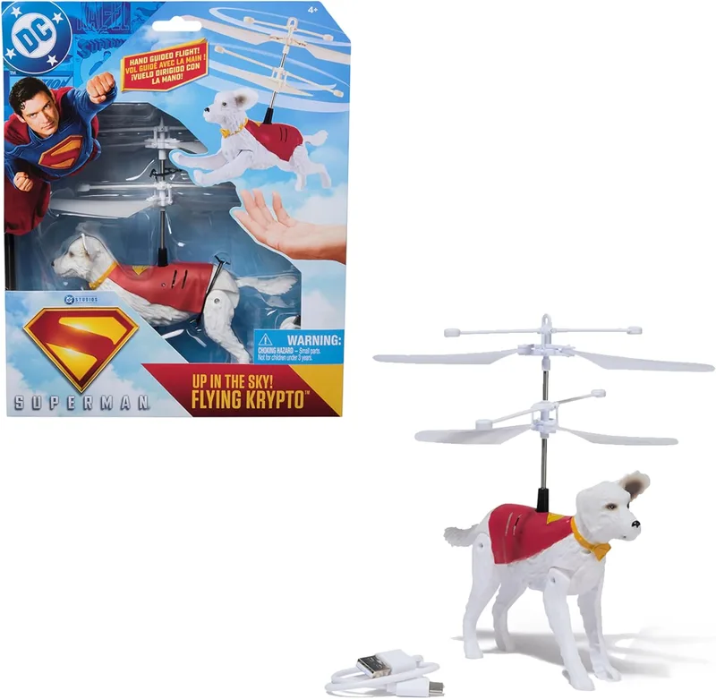 DC Comics ▫️ Filme do Super-Homem - Figura do Krypto Voador - Figura do cão Krypto do Super-Homem que voa guiado pela tua mão - 6073191 - Brinquedos de super-heróis - Brinquedos para crianças a partir dos 4 anos - Presente para crianças a partir dos 4 anos