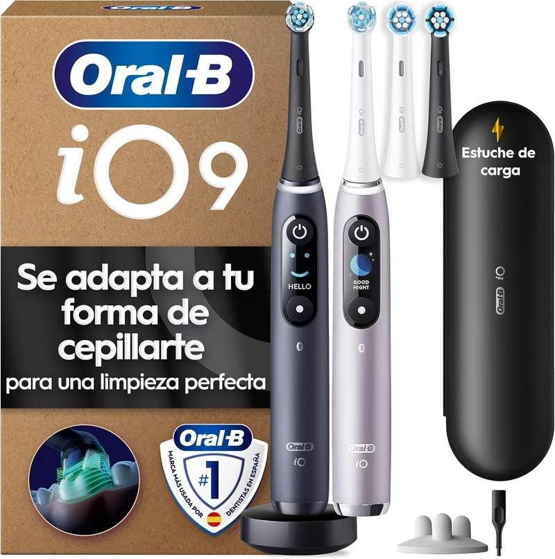 Oral-B ▫️ Escovas de dentes elétricas iO 9, pretas e cor-de-rosa, embalagem de 2