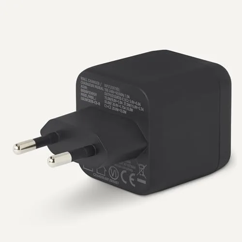 Amazon Basics ▫️ Carregador de parede USB-C Nano GaN de carregamento rápido, 35 W e 2 portas para tablets e telemóveis, preto 4