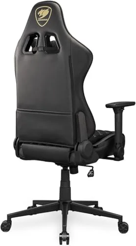 COUGAR ▫️ Armor One V2 Gold F - Cadeira para jogos, superfície em tecido, apoios de braços rebatíveis 4D, reclinação de 155°, regulação de altura com pistão, capacidade de suporte de peso até 120 kg, 6