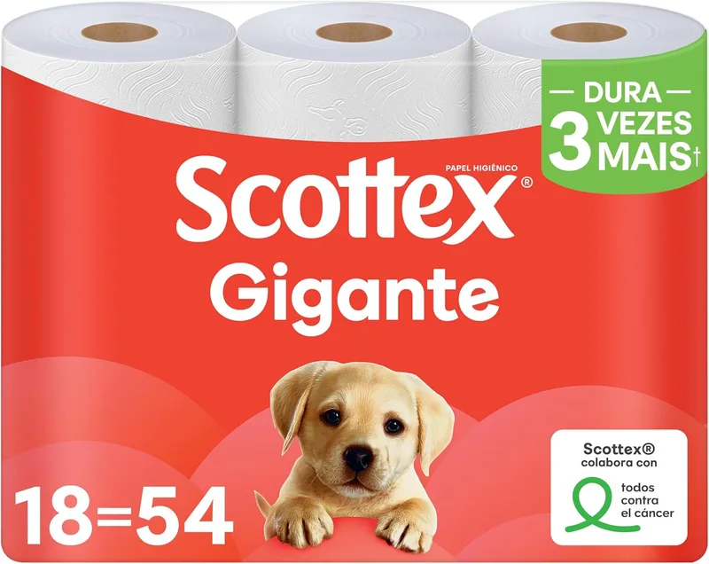 Scottex ▫️ Gigante – Papel Higiénico Seco, 18 rolos