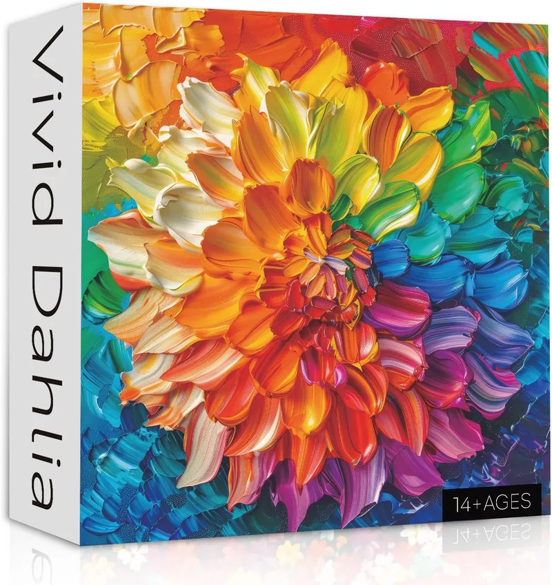 PPuzzling ▫️ Rainbow Flower 1000 Pieces Puzzle for Adults, Dahlia Flower Plant Jigsaw Puzzles coloridos, Puzzle desafiante de arte floral da natureza como decoração floral
