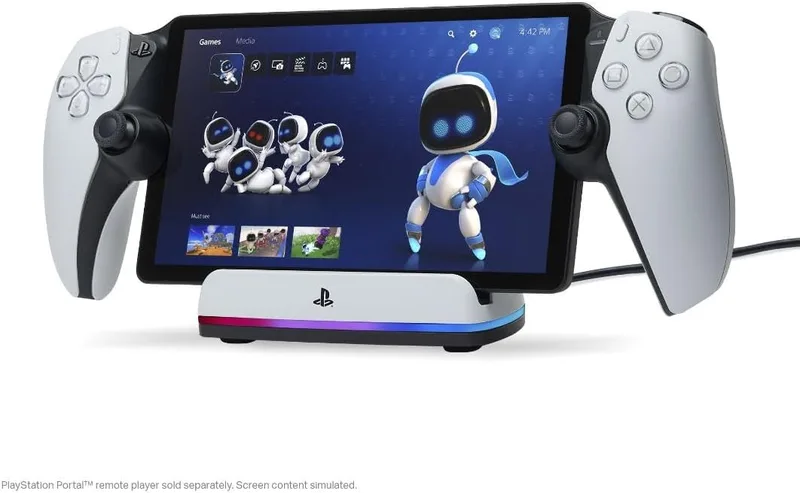 Power A ▫️ Estação de carregamento PowerA para o PlayStation Portal™ Remote Player com Lumectra™, iluminação RGB, alimentação USB, carregador magnético, carregamento e exposição, base com peso, com licença oficial