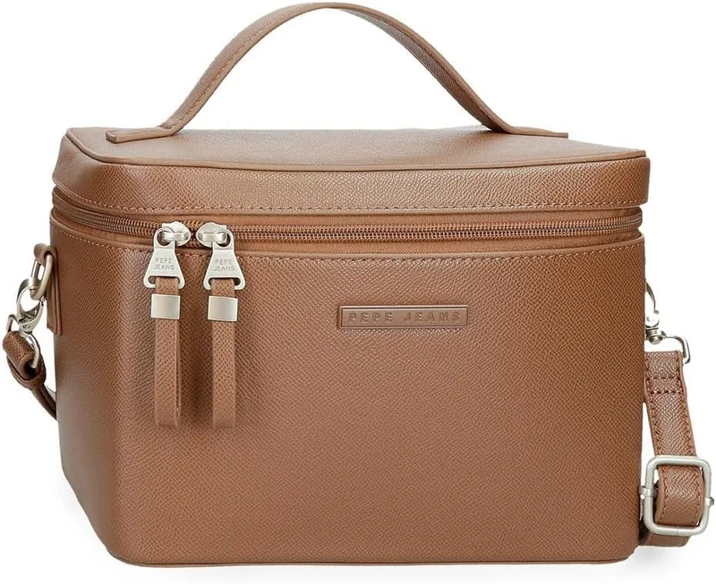 Pepe Jeans ▫️ Elia Bolsa de higiene ajustável com alça de ombro castanha 23,5 x 16 x 16 cm Couro sintético da Joumma Bags