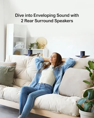 ULTIMEA ▫️ Barra de Som 5.1 com Dolby Atmos, Sistema de Som Surround, Sistema de Som de Cinema em Casa, Barra de Som para TV com Subwoofer, 2 Altifalantes Surround, HDMI eARC/ÓPT/AUX, Aura A50 Pro 3
