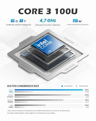 BOSGAME ▫️ Mini PC E7 100U com Intel Core i3, 16 GB de DDR4 e 512 GB PCIe 3.0 3