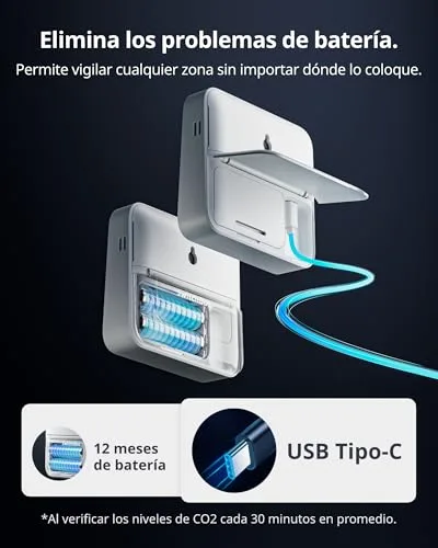 SwitchBot ▫️ Monitor de Qualidade do Ar Interior, Estação Meteorológica com Alarme de CO₂, Detetores de CO₂, Termómetro com Aplicação, Bluetooth, Histórico de Dados de 2 Anos, Requer Hub 6